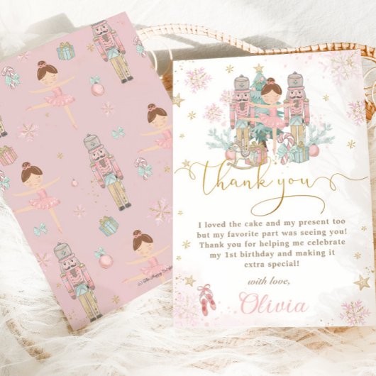 De Nutcracker Winter Onederland 1e verjaardag Bedankkaart