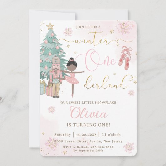 De Nutcracker Winter Onederland 1e verjaardag Kaart (Voorkant)