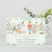 De Nutcracker Winter Onederland 1st Birthday Inv Kaart (Staand voorkant)