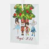 De Nutkraker, Clara, Mouse King Ballet Kerstmis Glas Ornament (Voorkant links)