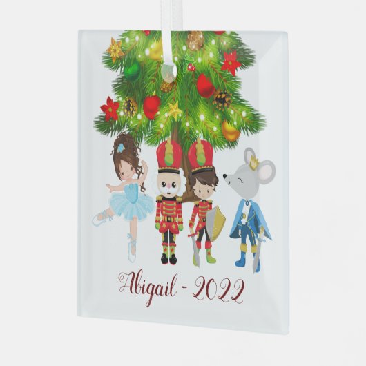 De Nutkraker, Clara, Mouse King Ballet Kerstmis Glas Ornament (Voorkant links)