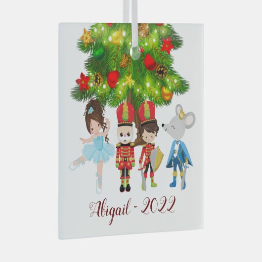 De Nutkraker, Clara, Mouse King Ballet Kerstmis Glas Ornament (Voorkant Rechts)