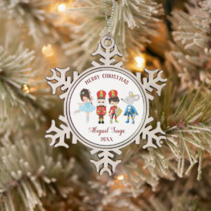 De Nutkraker, Clara, Mouse King Ballet Winter Tin Sneeuwvlok Ornament