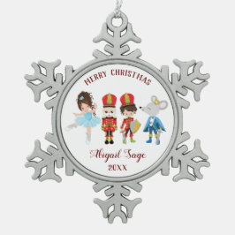 De Nutkraker, Clara, Mouse King Ballet Winter Tin Sneeuwvlok Ornament