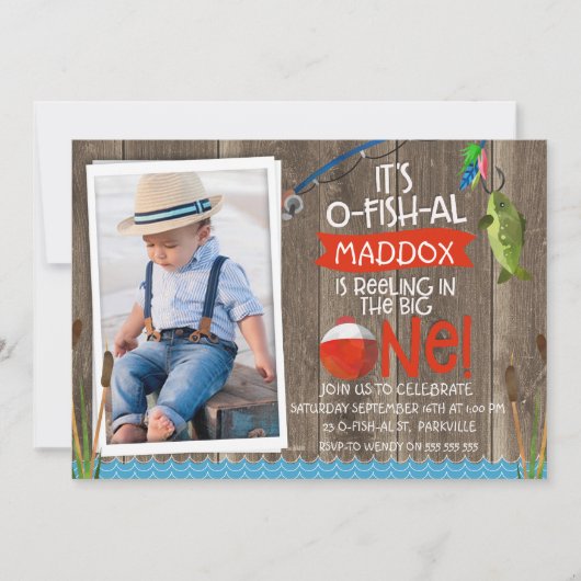 De O-fish-al foto 1e verjaardag uitnodiging voor j (Voorkant)