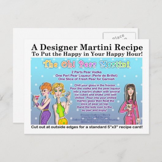 De O! Pear Martini Recipe Briefkaart (Voorkant / Achterkant)