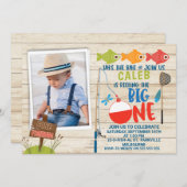 De O-vis-al foto eerste verjaardag uitnodiging (Voorkant / Achterkant)