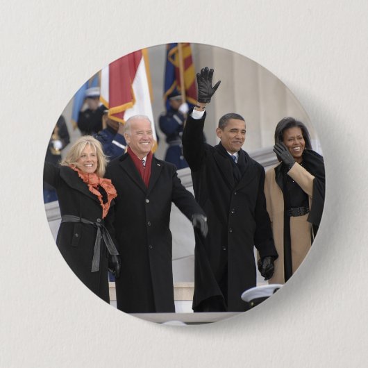De Obamas en de Bidens Ronde Button 7,6 Cm (Voorkant)