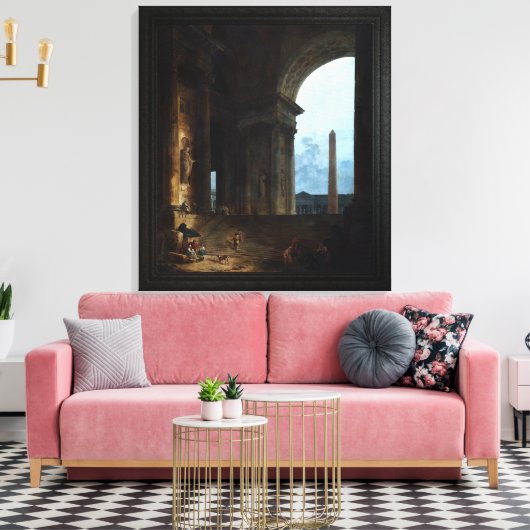 De Obelisk van Hubert Robert Canvas Afdruk (Insitu (Woonkamer))