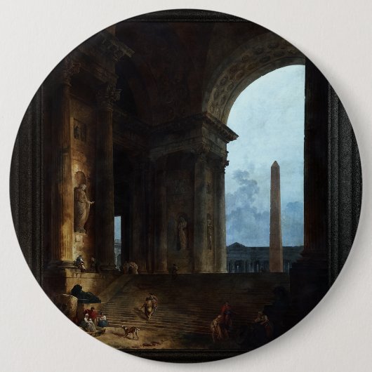 De Obelisk van Hubert Robert Ronde Button 6,0 Cm (Voorkant)