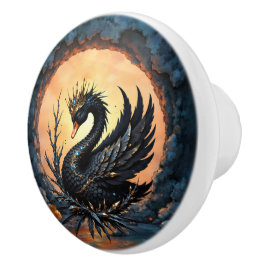 De Obsidiaan Zwaan van Maneschijngratie. Keramische Knop