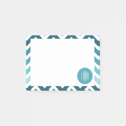 De oceaan Blauwe Zigzag van Ombre van de Chevron Post-it® Notes (Voorkant)