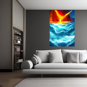 De oceaan brandt AI Art Poster