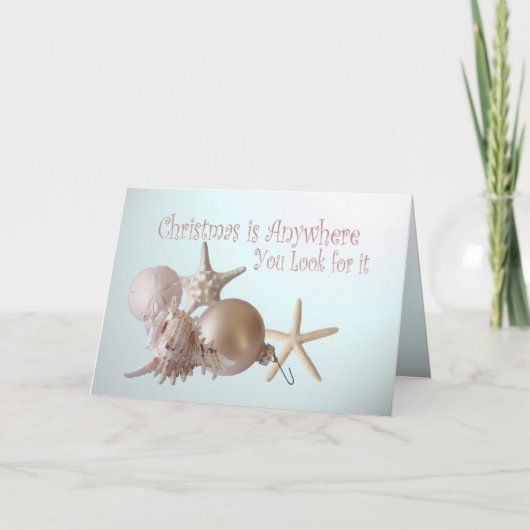 De oceaan Groeten van Kerstmis van de Zeeschelp Feestdagen Kaart (Voorkant)