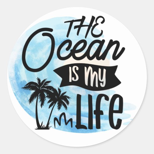 De oceaan is mijn leven ronde sticker (Voorkant)