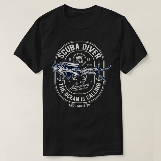 De oceaan noemt de Scuba Diver, Scuba Diving Zi T-shirt (Design voorkant)