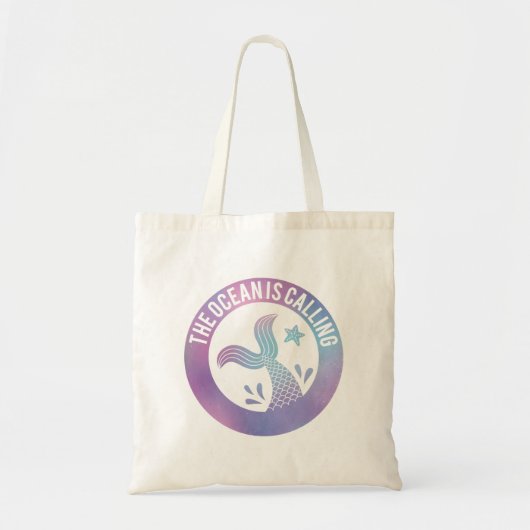 De oceaan noemt het zeemeerminstaartwiegel tote bag (Voorkant)