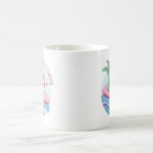 De oceaan noemt zeemeermin surfen op surfplank koffiemok (Center)