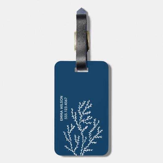 De oceaan roept... Aangepast Blauwgroen zeewier Bagagelabel (Achterkant verticaal)