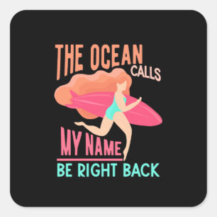 De oceaan roept Surfer op Vierkante Sticker
