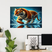 De oceaan van de Bengaalse tijger Splash Run Poster (Thuiskantoor)