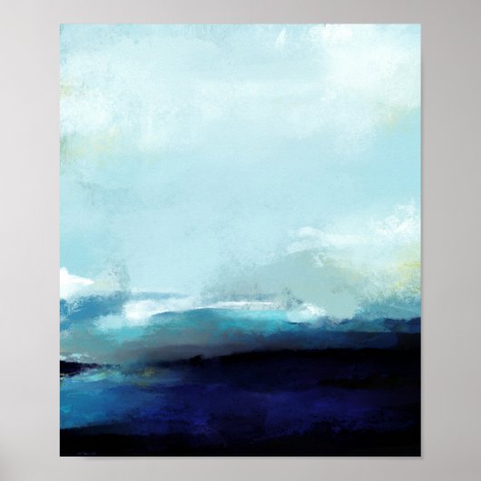 De oceaankool, de Nautical Abstracte Ocean Waves Poster (Voorkant)