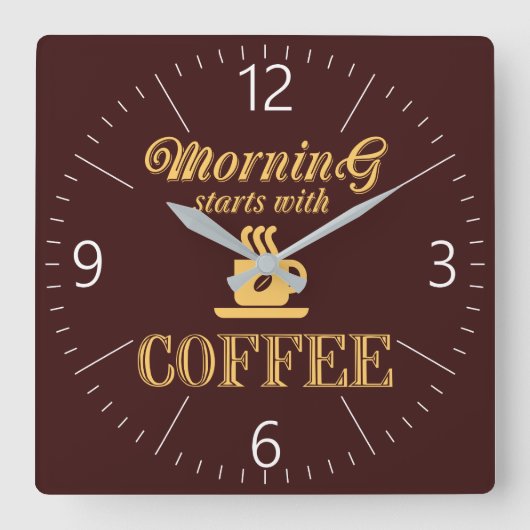 De ochtend begint met koffie vierkante klok (Voorkant)