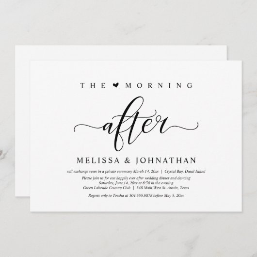 De ochtend erna, bruiloft brunch viering kaart (Voorkant / Achterkant)