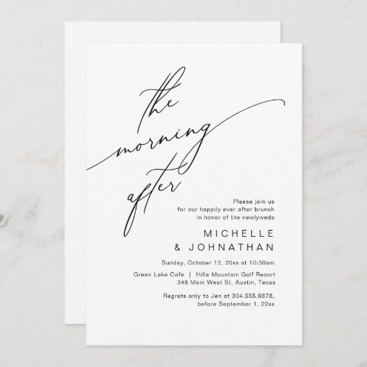 De ochtend erna, bruiloft brunch viering kaart (Voorkant / Achterkant)