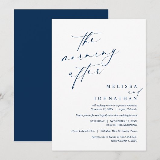 De ochtend erna, bruiloft brunch viering kaart (Voorkant / Achterkant)