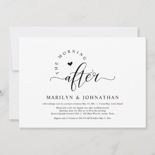 De ochtend erna, bruiloft brunch viering kaart (Voorkant)