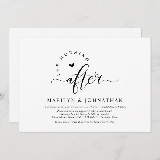 De ochtend erna, bruiloft brunch viering kaart (Voorkant / Achterkant)