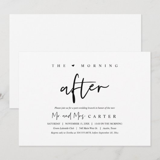 De ochtend erna, feest na de bruiloft kaart (Voorkant / Achterkant)