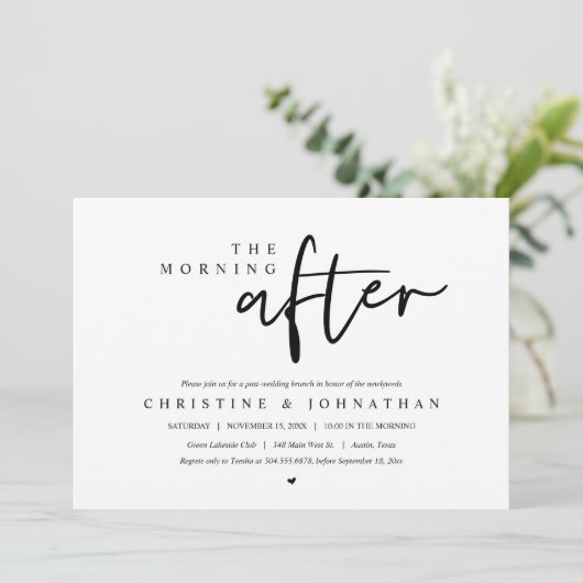 De ochtend erna, feest na de bruiloft kaart (Staand voorkant)