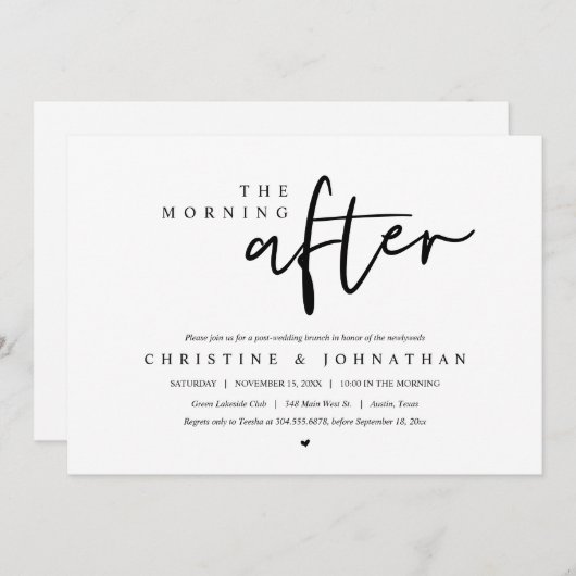 De ochtend erna, feest na de bruiloft kaart (Voorkant / Achterkant)