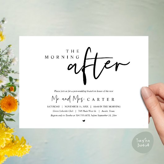 De ochtend erna, feest na de bruiloft kaart