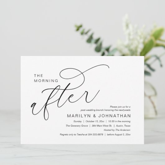 De ochtend erna, na de bruiloft brunch viering kaart (Staand voorkant)