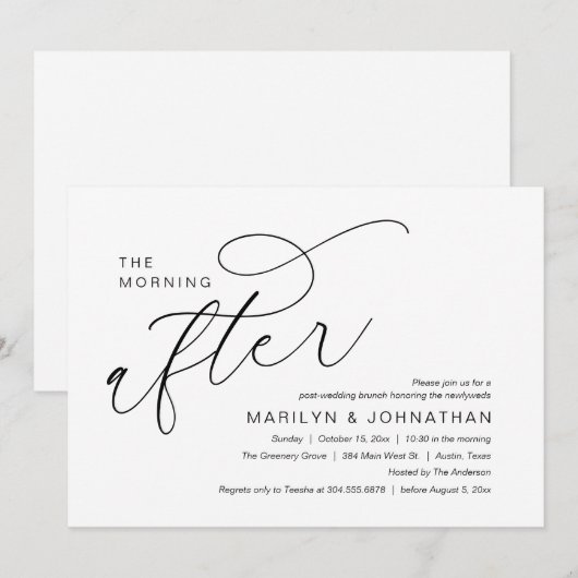 De ochtend erna, na de bruiloft brunch viering kaart (Voorkant / Achterkant)