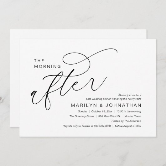 De ochtend erna, nasleepfeest brunchviering kaart (Voorkant / Achterkant)