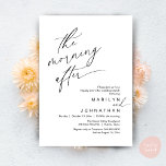 De ochtend erna, nog gelukkig na de brunch kaart<br><div class="desc">Markeer het begin van uw eeuwigheid met elegantie met behulp van onze romantische hedendaagse zwart-wit thema bruiloft elopement nog lang en gelukkig na brunch party viering uitnodiging kaart, "The Morning After". Perfect voor koppels die hun vreugdevolle gelegenheid uitbreiden, deze uitnodiging straalt sophisticatie uit met een vleugje speelsheid, en vormt het...</div>