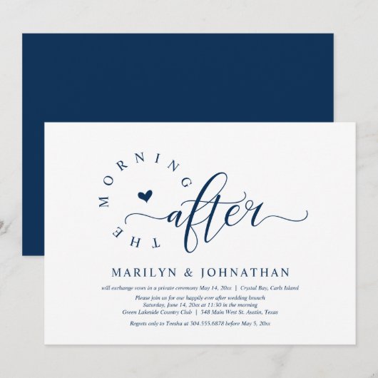 De ochtend erna, post bruiloft brunch party kaart (Voorkant / Achterkant)