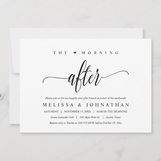 De ochtend erna, tot in de eeuwigheid brunch kaart (Voorkant)