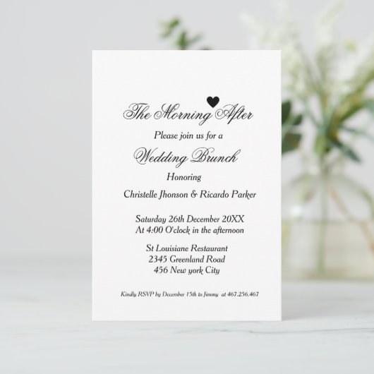 De ochtend na afscheidsbruiloft brunchfeest kaart (Staand voorkant)