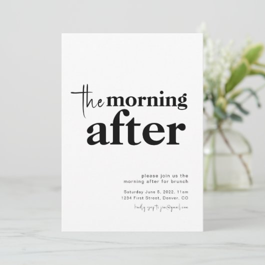 De ochtend na bruiloft brunch uitnodiging (Staand voorkant)