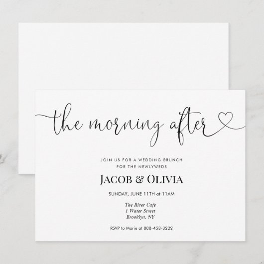 De ochtend na bruiloft brunch uitnodiging (Voorkant / Achterkant)