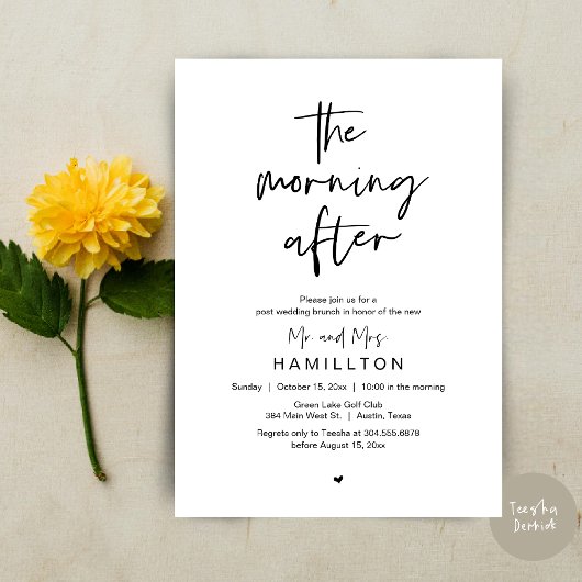 De ochtend na de bruiloft, brunch kaart