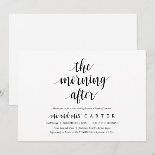 De ochtend na de bruiloft Brunch Uitnodiging (Voorkant / Achterkant)