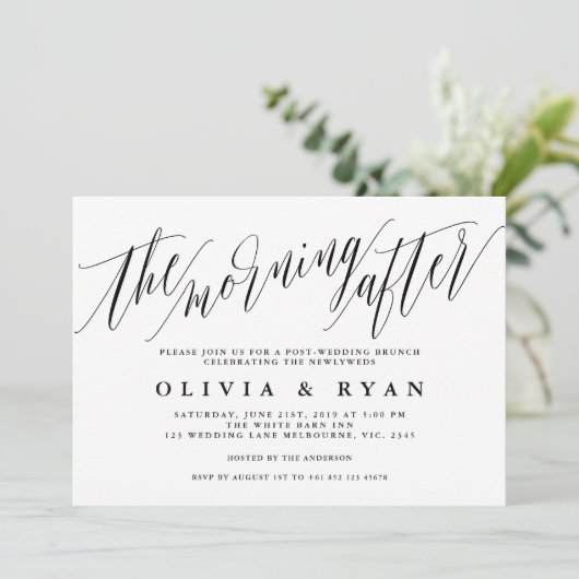 De ochtend na de bruiloft brunch uitnodiging (Staand voorkant)