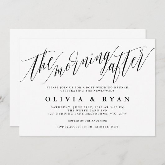 De ochtend na de bruiloft brunch uitnodiging (Voorkant / Achterkant)