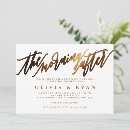 De ochtend na de bruiloft brunch uitnodiging (Staand voorkant)